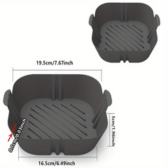 Square Air Fryer Silicone Pot Reusable Baking Tray 19x16cmx4cm