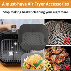 Square Air Fryer Silicone Pot Reusable Baking Tray 19x16cmx4cm