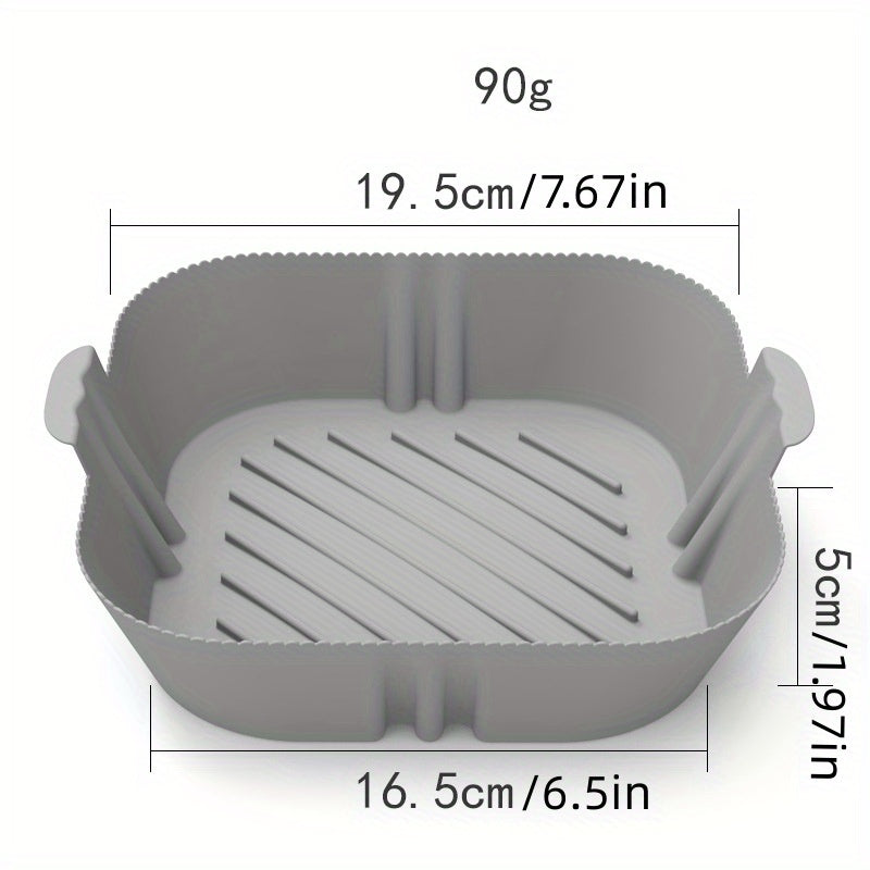 Square Air Fryer Silicone Pot Reusable Baking Tray 19x16cmx4cm