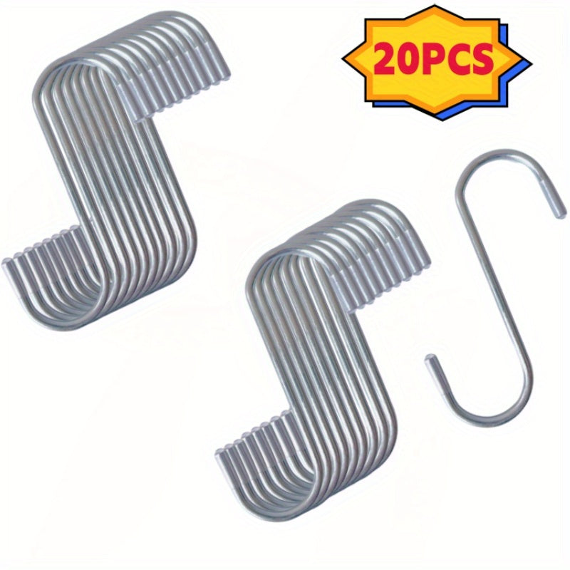 20pcs Heavy Duty S Shaped Hooks for Plants Clothes Closet Kitchen