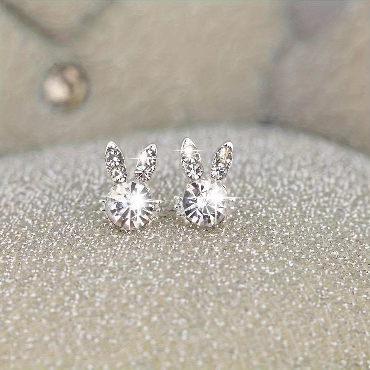 Easter Bunny Stud Earrings Faux Rhinestone Alloy Earrings Party Jewelry