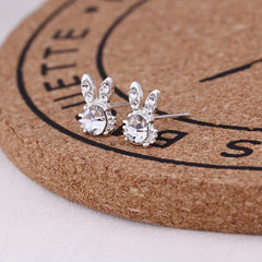 Easter Bunny Stud Earrings Faux Rhinestone Alloy Earrings Party Jewelry