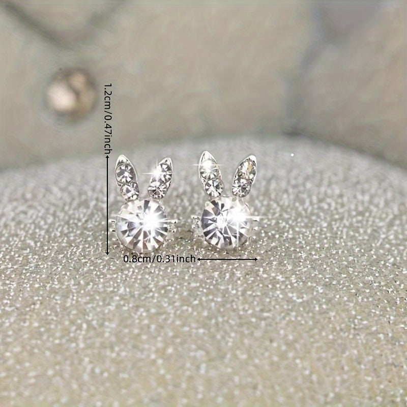 Easter Bunny Stud Earrings Faux Rhinestone Alloy Earrings Party Jewelry