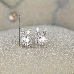 Easter Bunny Stud Earrings Faux Rhinestone Alloy Earrings Party Jewelry