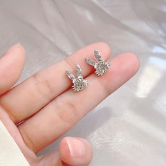 Easter Bunny Stud Earrings Faux Rhinestone Alloy Earrings Party Jewelry