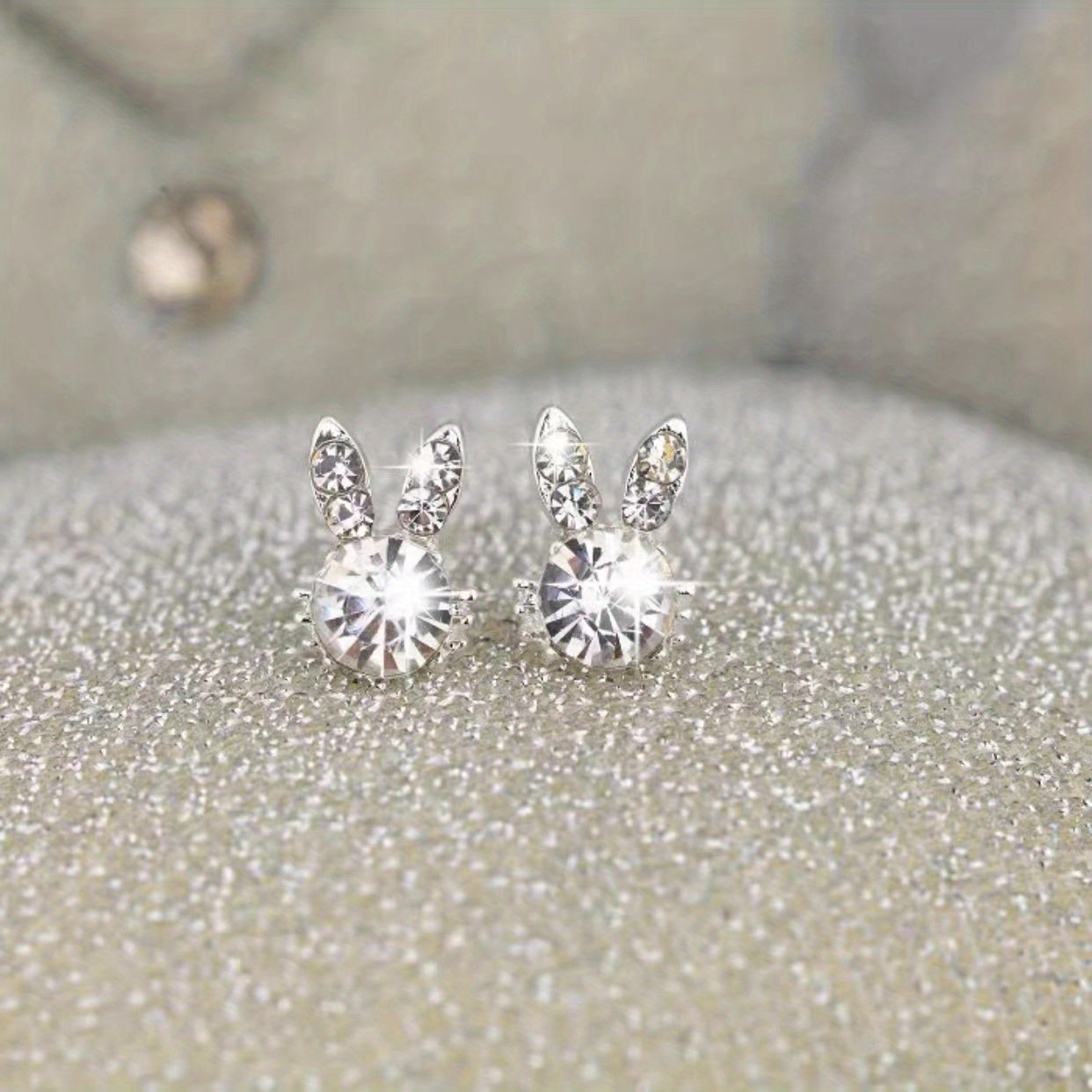 Easter Bunny Stud Earrings Faux Rhinestone Alloy Earrings Party Jewelry