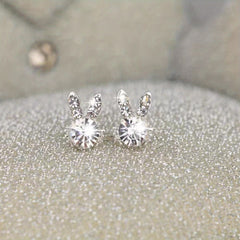 Easter Bunny Stud Earrings Faux Rhinestone Alloy Earrings Party Jewelry