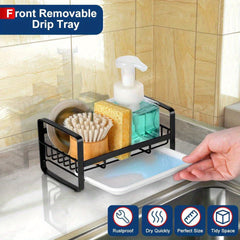 Sink Dish Drainer Rack With Drawer Anti Rust Frame Cutlery Holder