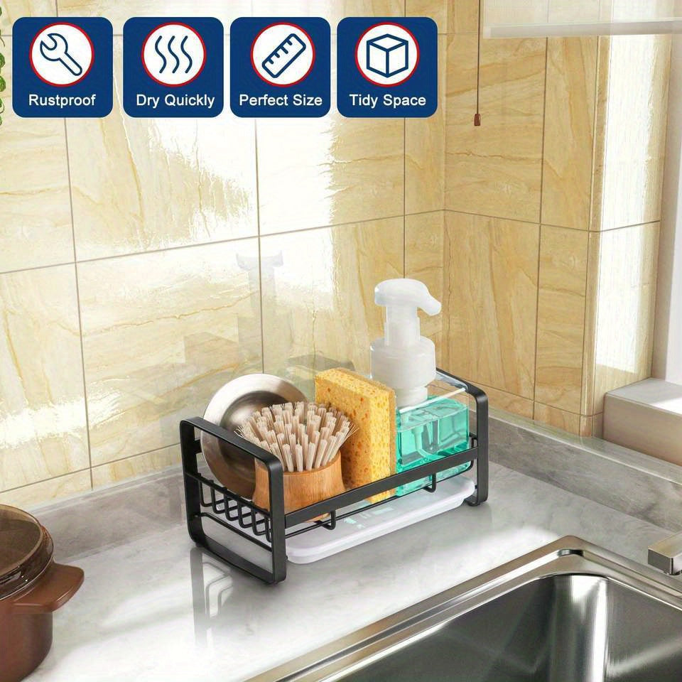 Sink Dish Drainer Rack With Drawer Anti Rust Frame Cutlery Holder
