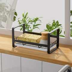 Sink Dish Drainer Rack With Drawer Anti Rust Frame Cutlery Holder