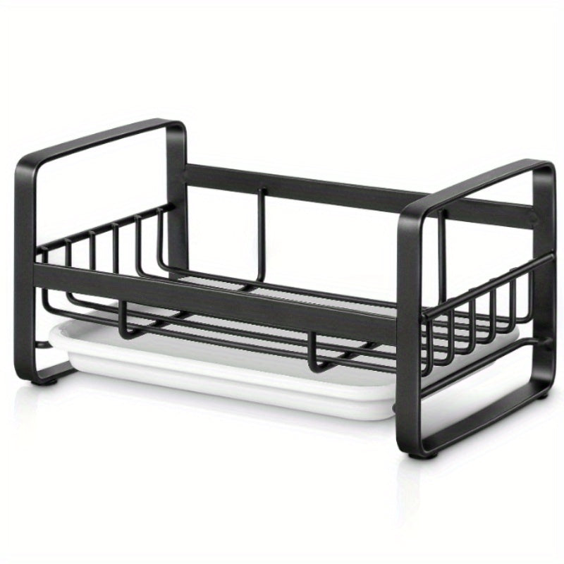 Sink Dish Drainer Rack With Drawer Anti Rust Frame Cutlery Holder
