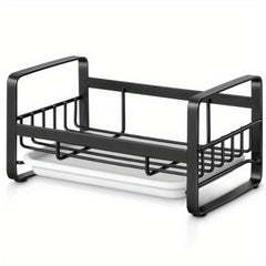 Sink Dish Drainer Rack With Drawer Anti Rust Frame Cutlery Holder