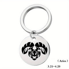 12 Constellation Stainless Steel Keychain Keyring Pendant