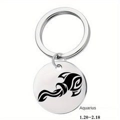 12 Constellation Stainless Steel Keychain Keyring Pendant