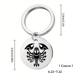 12 Constellation Stainless Steel Keychain Keyring Pendant