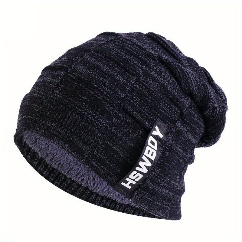 Winter Plush Lined Warm Hat For Men Women Knitted Beanies Hat