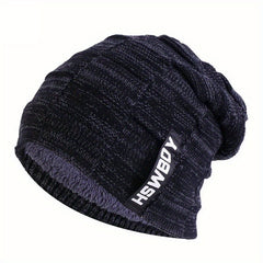 Winter Plush Lined Warm Hat For Men Women Knitted Beanies Hat