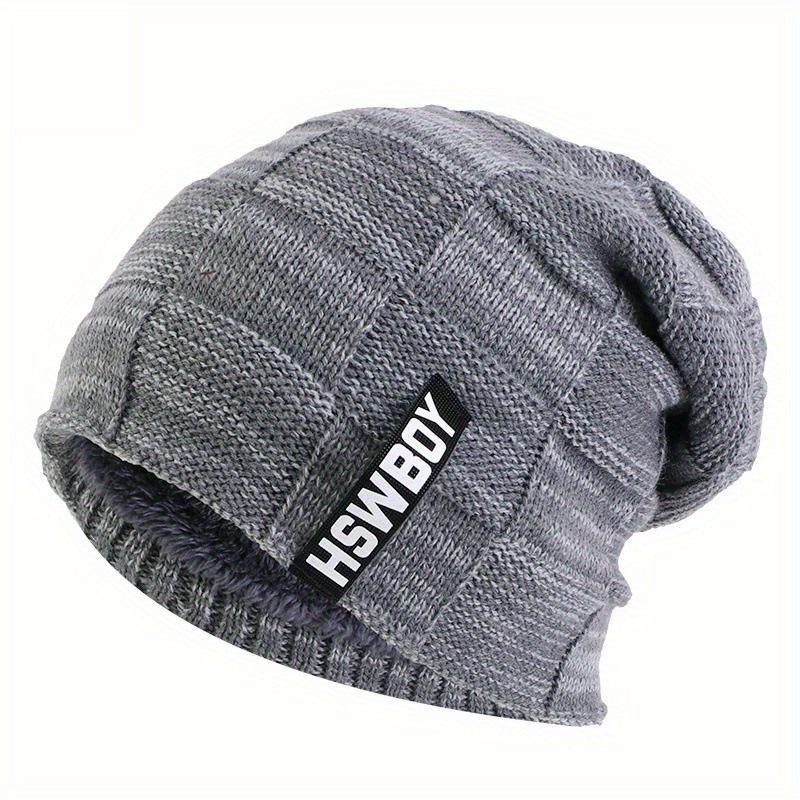 Winter Plush Lined Warm Hat For Men Women Knitted Beanies Hat