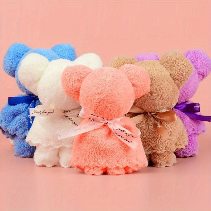 Red Coral Plush Bear Towel Gift Bag Wedding Toy Doll