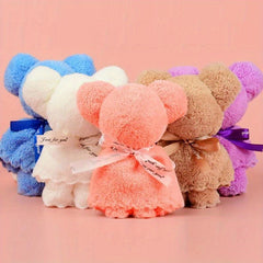 Red Coral Plush Bear Towel Gift Bag Wedding Toy Doll