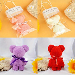 Red Coral Plush Bear Towel Gift Bag Wedding Toy Doll