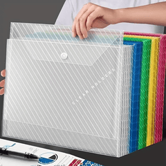 10pcs Waterproof Transparent File Bag Large Capacity Office Student Supplies