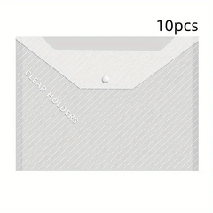10pcs Waterproof Transparent File Bag Large Capacity Office Student Supplies