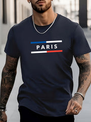 PARIS Print Men's Graphic Crew Neck Active T shirt Casual Comfy Tees