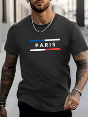 PARIS Print Men's Graphic Crew Neck Active T shirt Casual Comfy Tees
