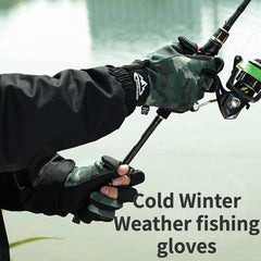 Winter Fishing Gloves 3 Finger Flip Touchscreen Unisex Ice Cycling Photography