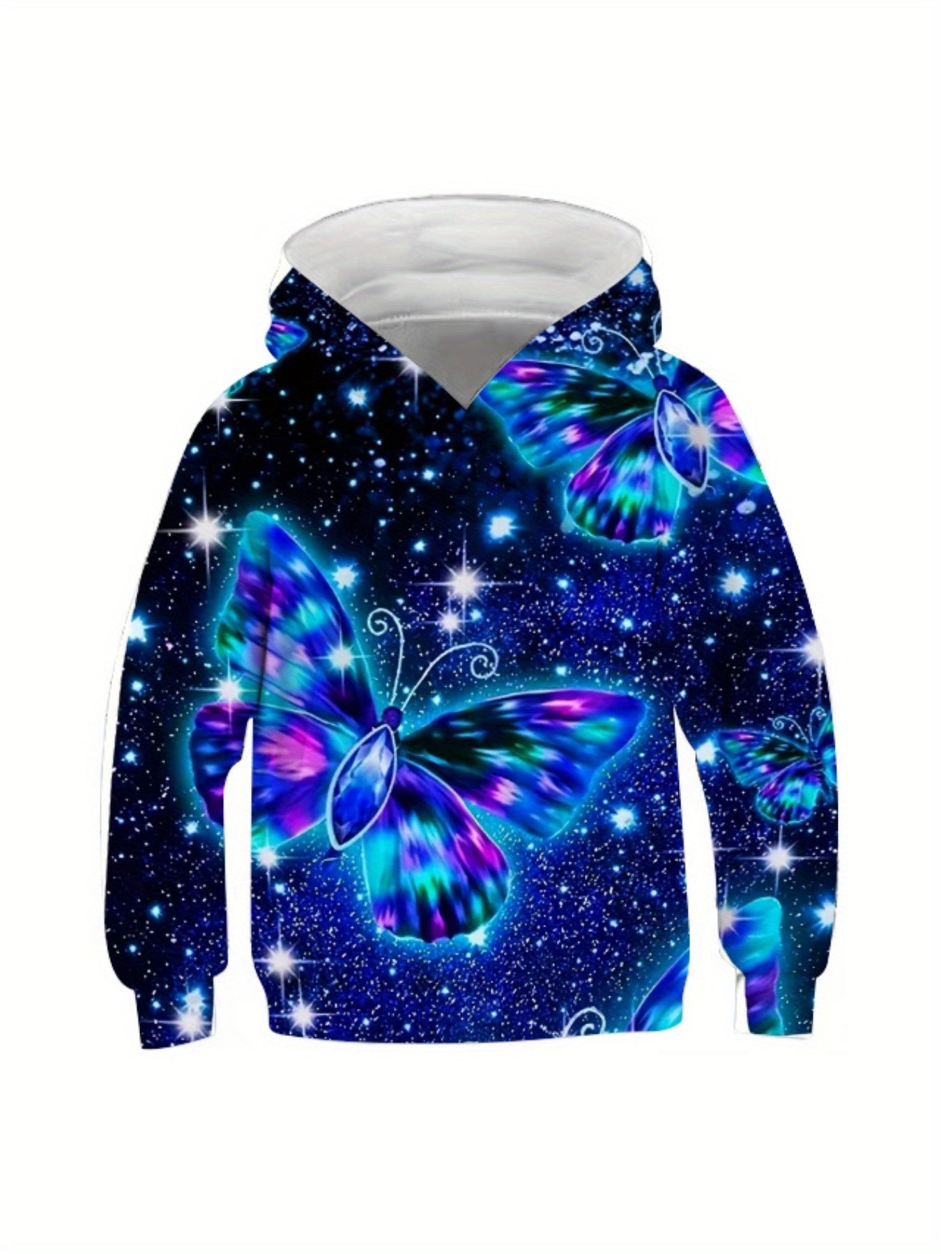 Butterfly Graphic Hoodies Girls Comfy Pullover Sweatshirt