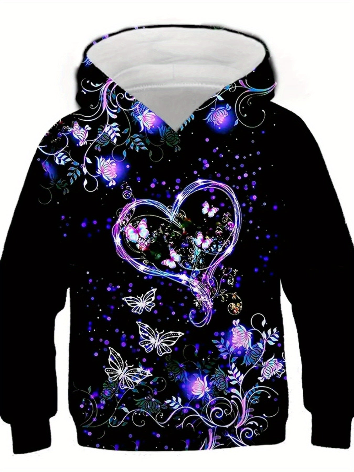 Butterfly Graphic Hoodies Girls Comfy Pullover Sweatshirt