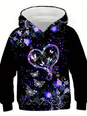 Butterfly Graphic Hoodies Girls Comfy Pullover Sweatshirt