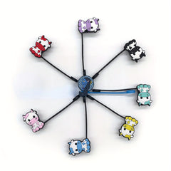 9pcs Cartoon Cow Straw Plugs Set Reusable Dustproof Straw Cap Cup Decoration