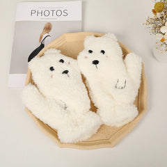 Winter Cartoon Plush Gloves Neck Hanging Cycling Gloves