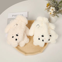 Winter Cartoon Plush Gloves Neck Hanging Cycling Gloves