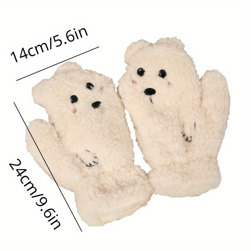 Winter Cartoon Plush Gloves Neck Hanging Cycling Gloves
