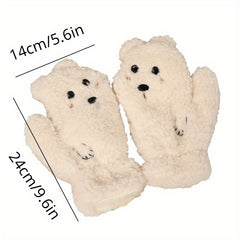 Winter Cartoon Plush Gloves Neck Hanging Cycling Gloves