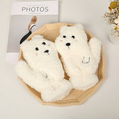 Winter Cartoon Plush Gloves Neck Hanging Cycling Gloves