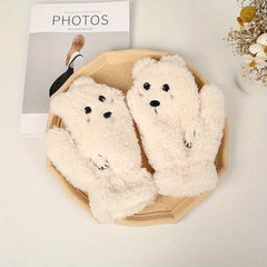 Winter Cartoon Plush Gloves Neck Hanging Cycling Gloves
