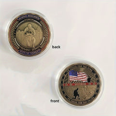 US Military Challenge Coin Stand Flag Kneel Fallen