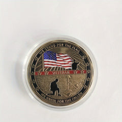 US Military Challenge Coin Stand Flag Kneel Fallen