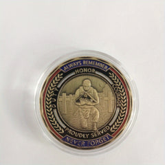 US Military Challenge Coin Stand Flag Kneel Fallen