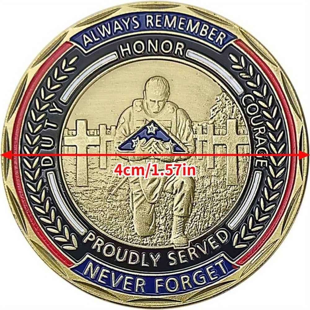 US Military Challenge Coin Stand Flag Kneel Fallen