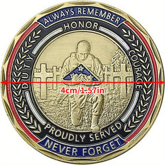 US Military Challenge Coin Stand Flag Kneel Fallen