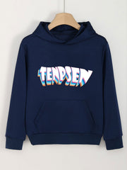 Creative Letter Print Hoodies With Pocket Girls Comfy Hooded Pullover