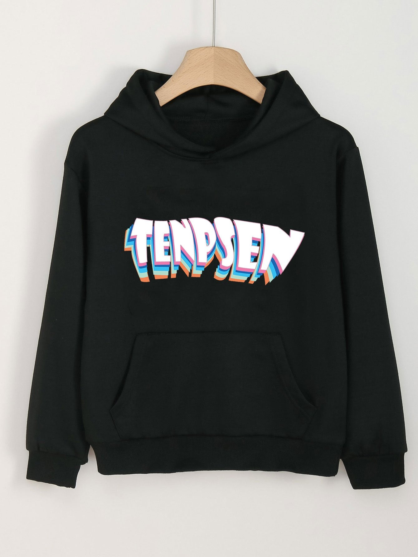Creative Letter Print Hoodies With Pocket Girls Comfy Hooded Pullover