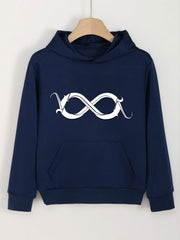 Pattern Print Hoodies w/ Pocket Girls Pullover Spring Fall Sports Gift