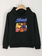 Cartoon Cats Girl Pattern Hooded Sweatshirt for Girls