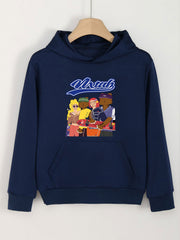 Cartoon Cats Girl Pattern Hooded Sweatshirt for Girls